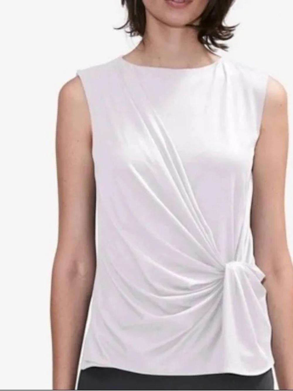 MM Lafleur White Sleeveless Knot-Detail Camisole